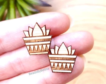 Succulent Plant Studs // Cute & Quirky // Hypo-Allergenic // Free Postage to Aus // Laser Cut Bamboo Earrings