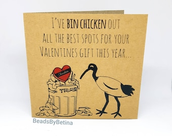 Tarjetas de San Valentín de Bin Chicken (Ibis) / Extravagantes / Divertidas / Juegos de palabras / Australianas / Envío gratuito a Australia