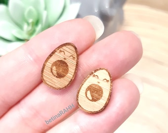 Avocado Studs // Cute & Quirky // Hypo-Allergenic // Free Postage to Aus // Laser Cut Bamboo Earrings