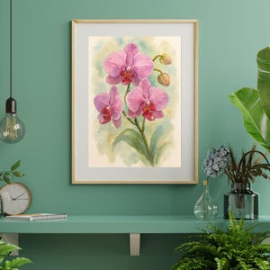 Watercolor Orchid Wall Digital Download