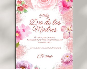 Biglietto per la festa della mamma stampabile, Tarjeta Día de las Madres en Español, Download istantaneo.