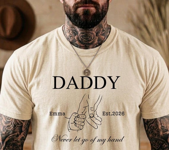 Personalized Fathers Day Shirt, Custom Daddy Shirt with Kids Names, Gift for Father, Shirt Never Let Go Of My Hand, Dad gift.