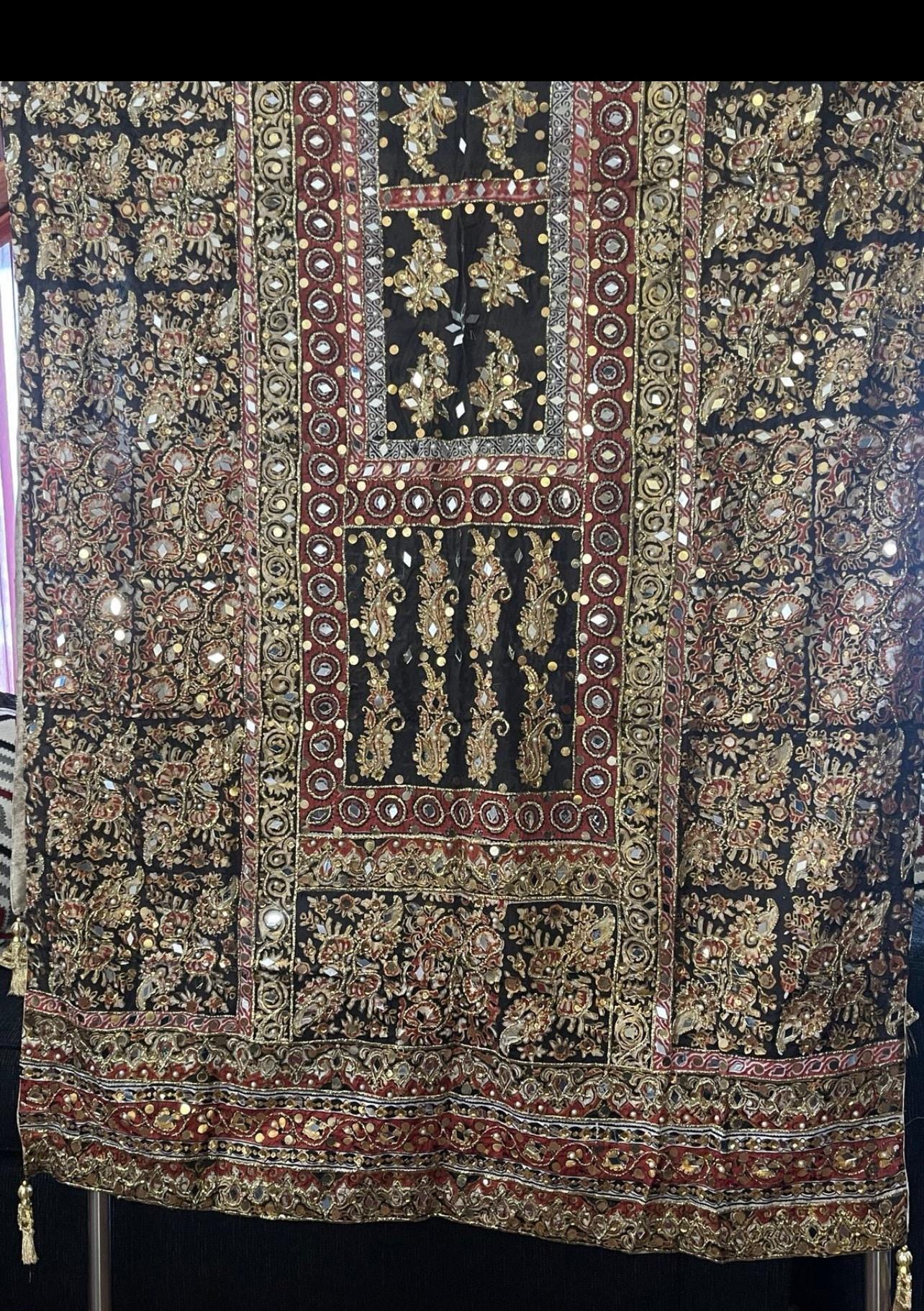 Pakistani handmade pure silk mirror work dupatta in new designs of block