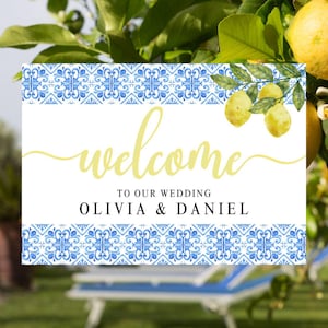 Amalfi Coast Style Wedding Sign | Fully Customisable | Canva Template | La Dolce Vita | Coastal | Italian