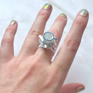 Teacup Spoon Ring – Blue Polka Dot, Spoonie Jewelry