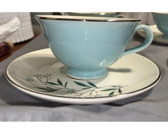 12 Pc Taylor Smith Taylor Petal Lane Cups And Saucers Vintage Floral Dishes 1940s