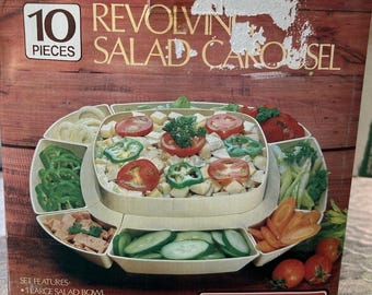 Vintage Revolving Salad Carousel 10 Pieces