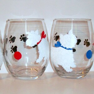 White West Highland Terrier Silhouette Set of 4 21 oz. Stemless Wine Glasses Hand Painted Wine Glassware Terrier Gift Dog Lover Westie image 4