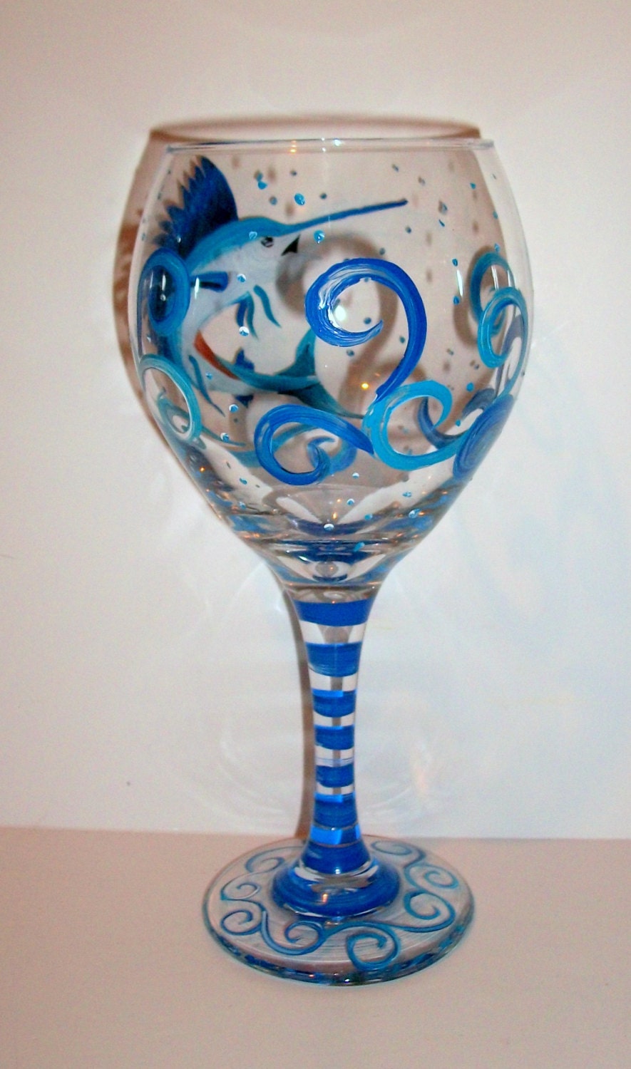 Sailfish Hand Painted Wine Glasses Fish One 20 oz. Glass Etsy