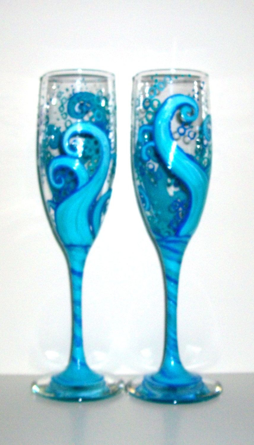Teal Wave Flutes (Set of 2) main image 1