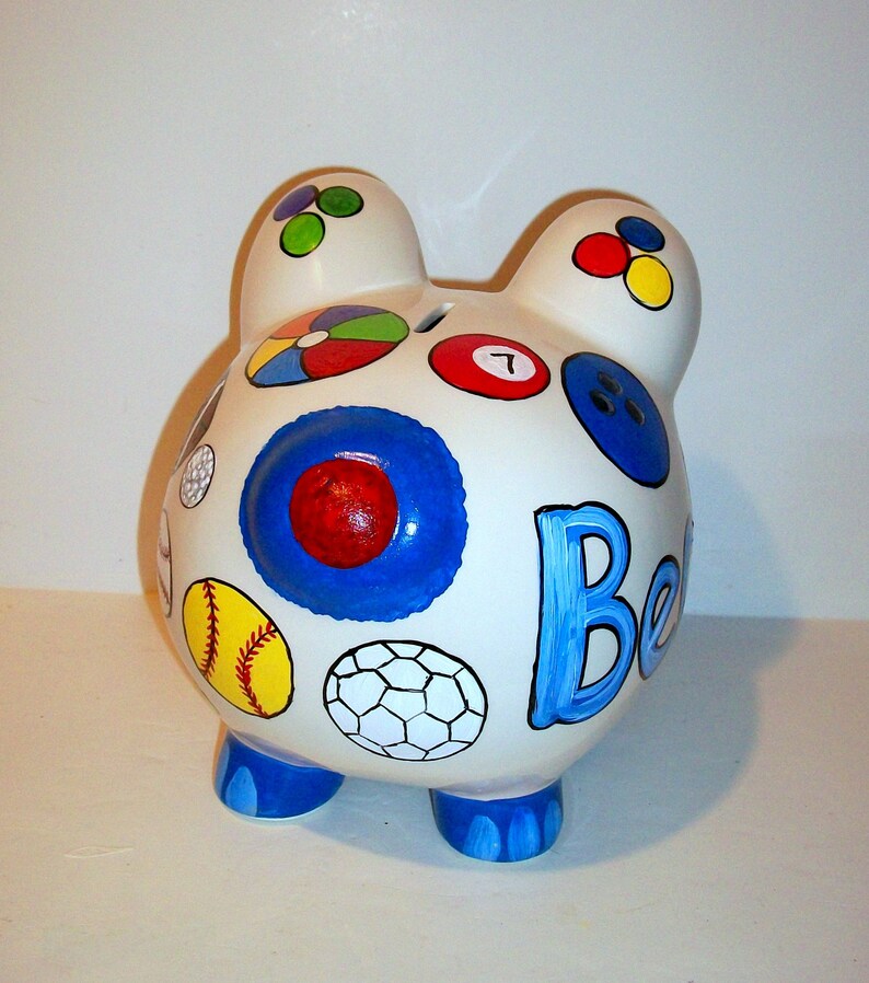 Piggy Bank Jumbo Hand Painted Large Ceramic Bank All Kinds of Etsy