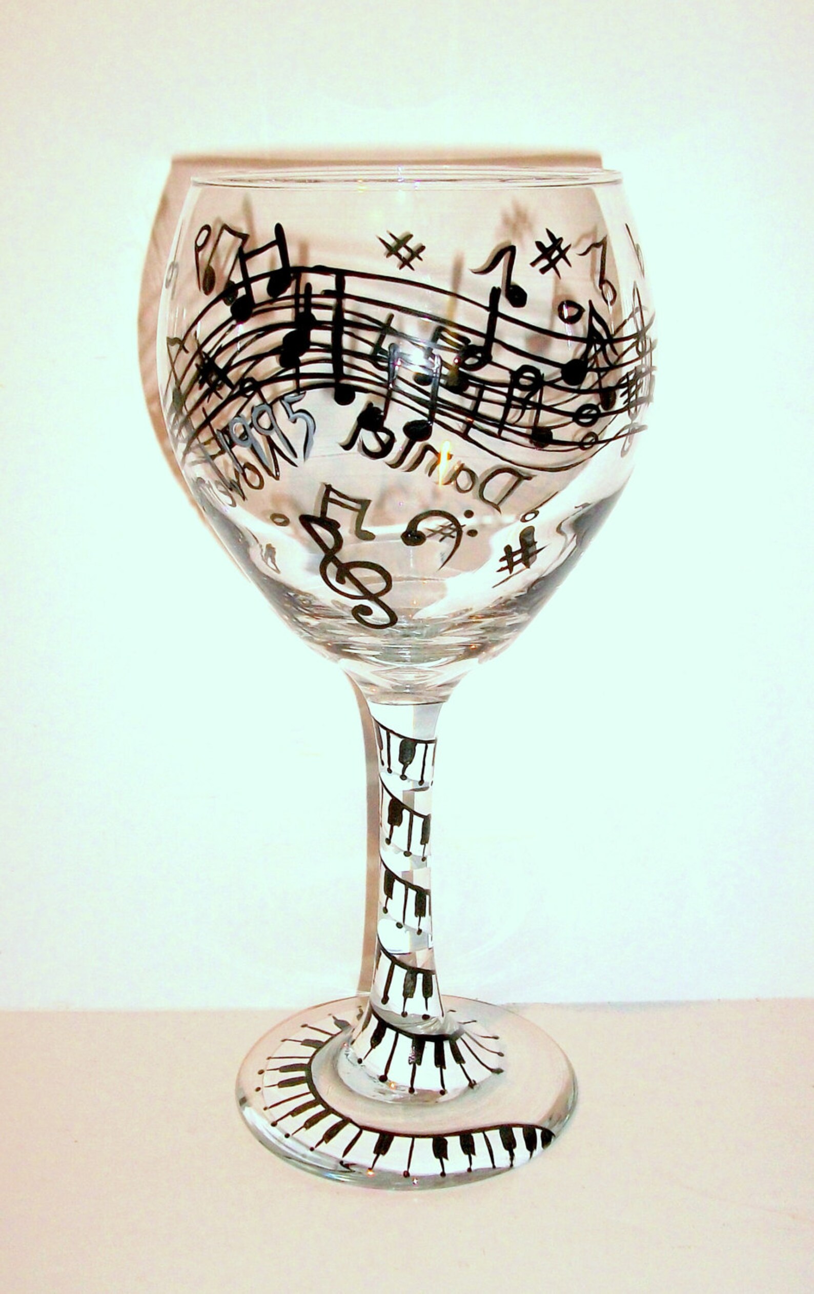 Music Notes & Piano Hand Painted Red Wine Glass 120 ounce Etsy