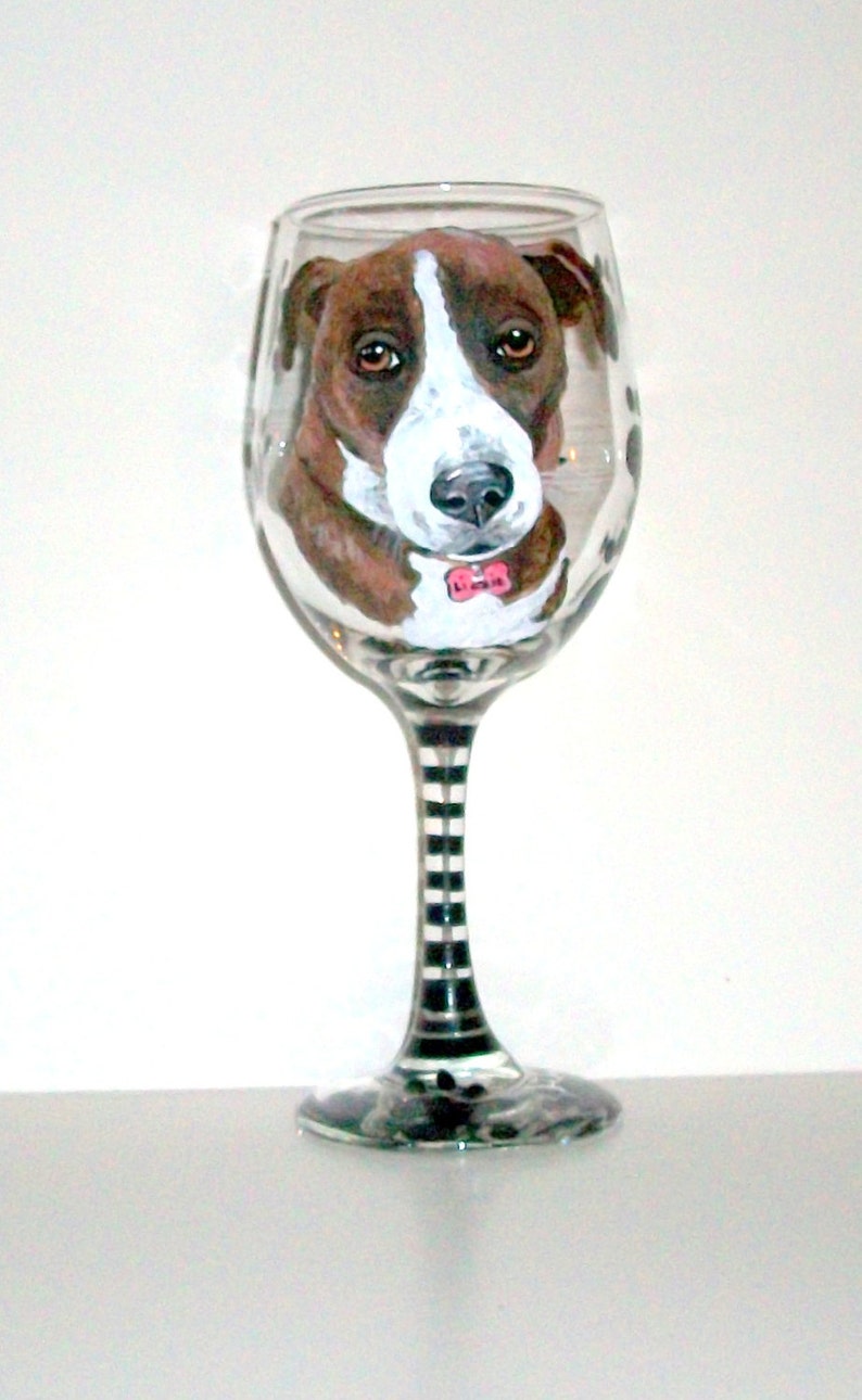 Wine Glass Pets Pet Lover Dog Cat Horse Gift Painted Glassware Paw Prints Name Pet Portrait Hand Painted Wine Glass Custom on 1-20 oz