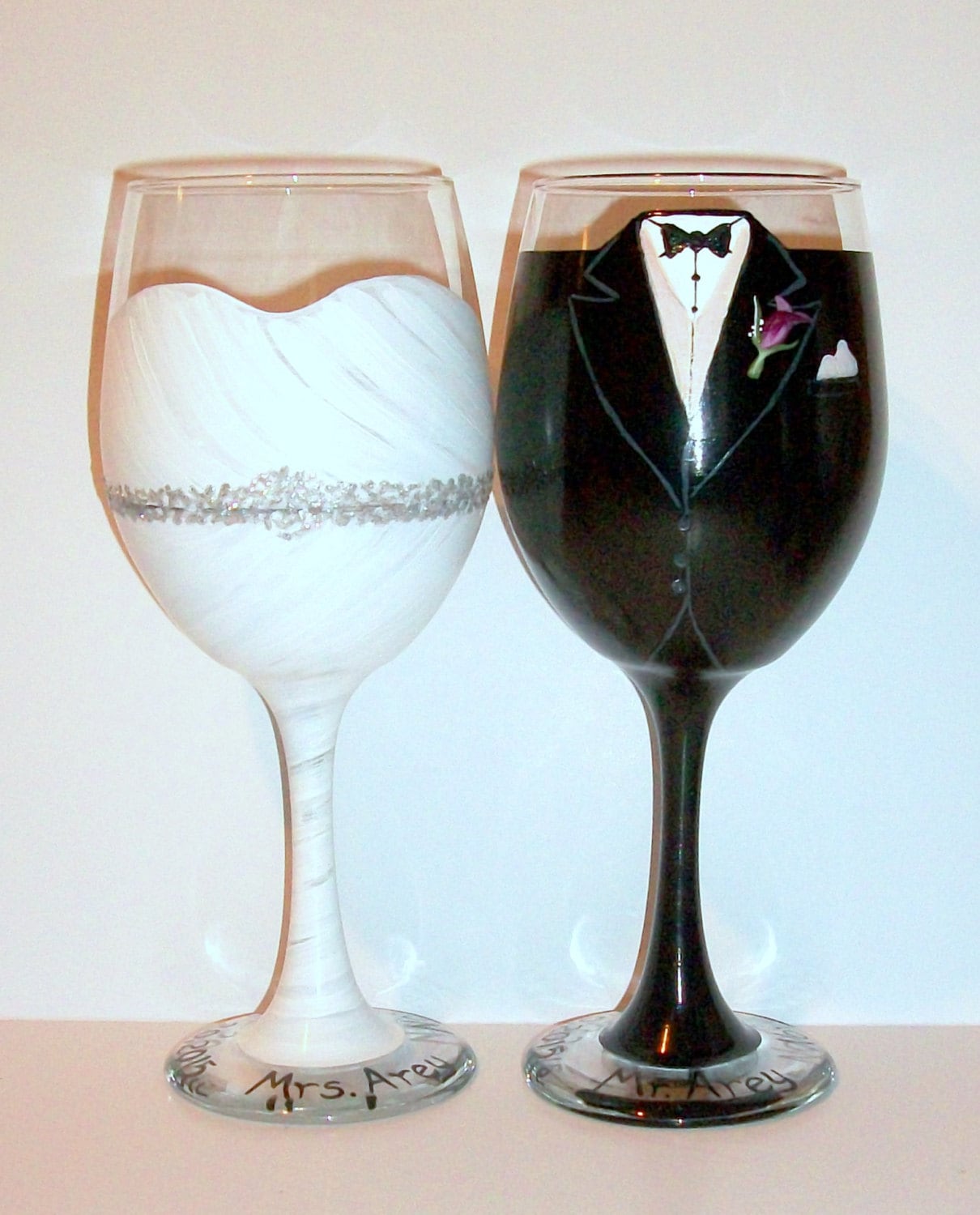 Tux Bridal Veil Toasting 2pcs Mark Wine Glass Decor Party Bride&Groom Wedding 
