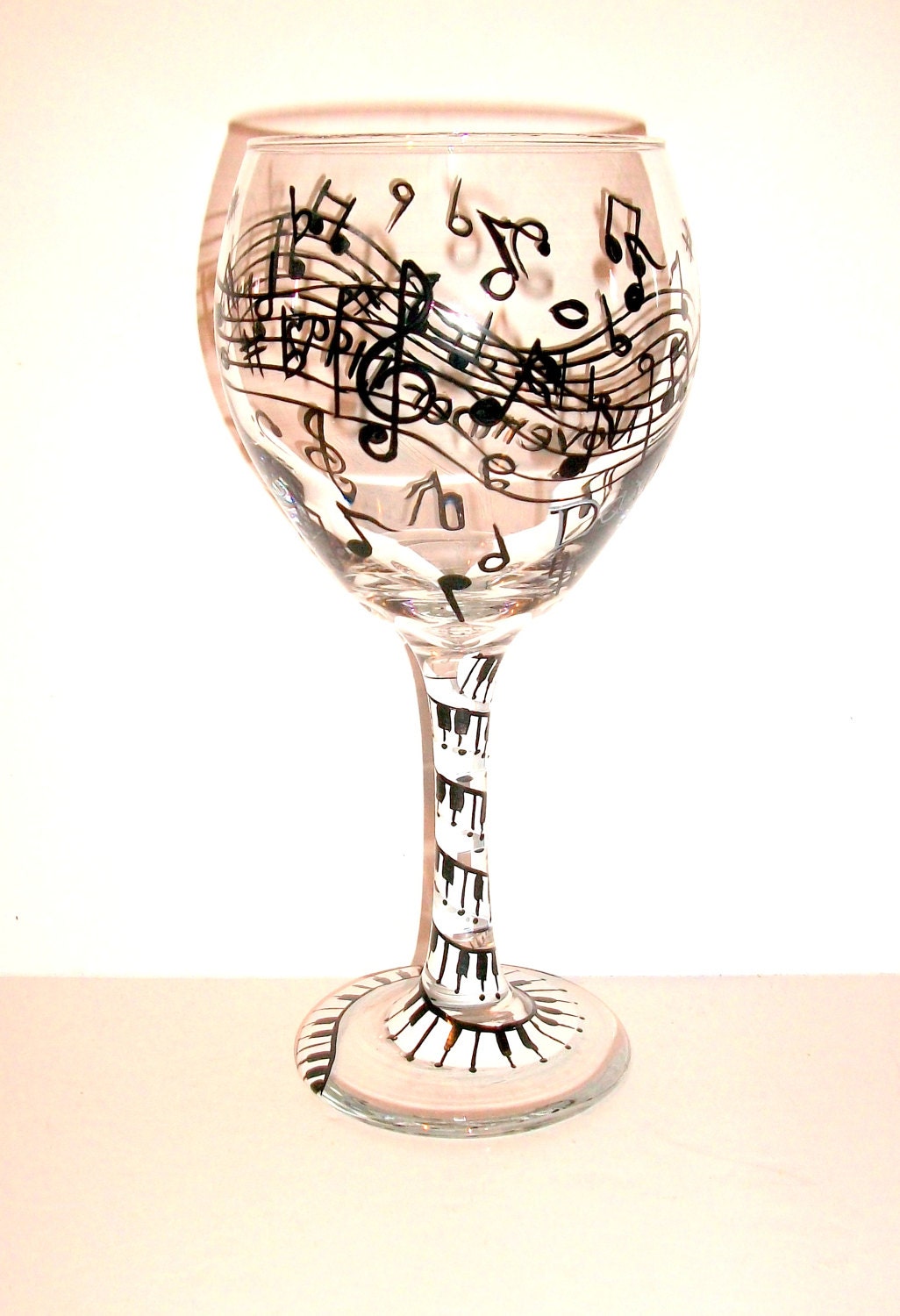 Music Notes & Piano Hand Painted Red Wine Glass 120 ounce Etsy