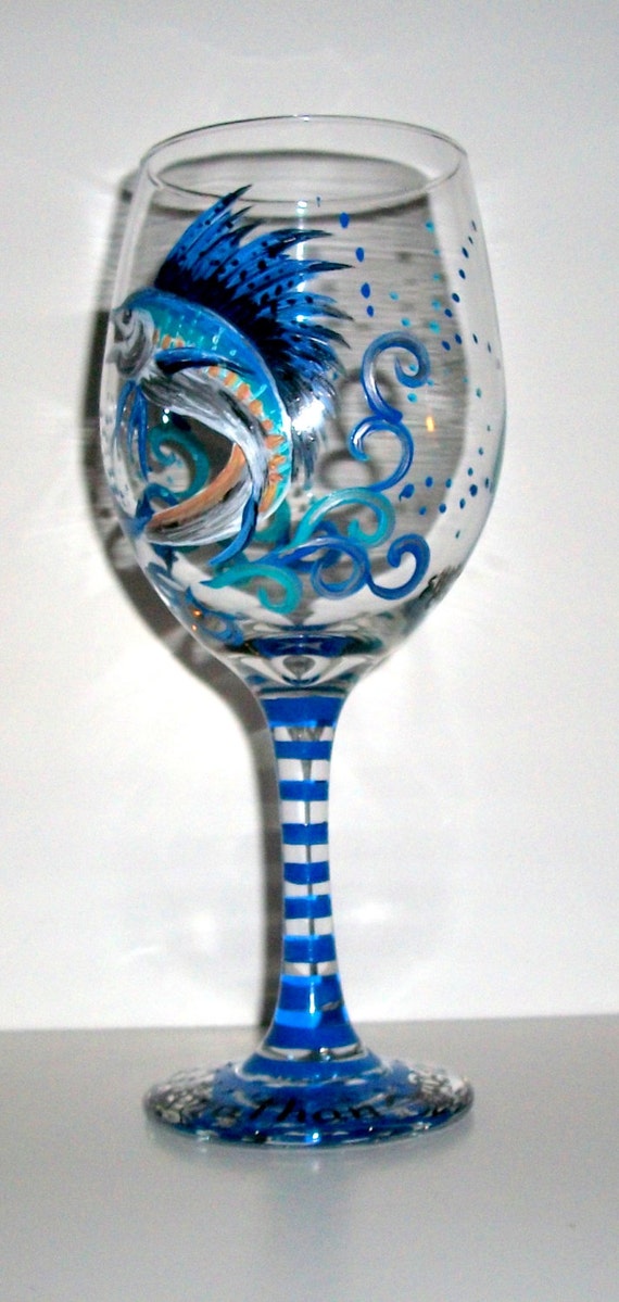 Sailfish Hand Painted Wine Glass Bass Fish One 20 Oz. Wine Glass Fathers  Day Gift Birthday Jumping Sailfish Blue Ocean Waves Splashing - Etsy