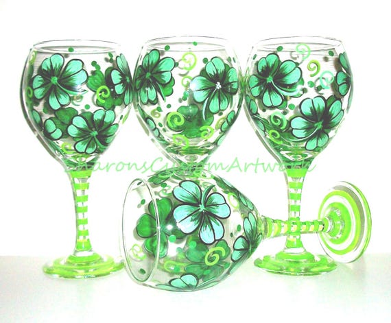 Bridesmaids Gifts Wine Glasses 4 Leaf Clover, Shamrocks, Irish Wedding,  Hand Painted Set of 4- 20 Oz. Bachelorette Party Mother of the Bride - Etsy