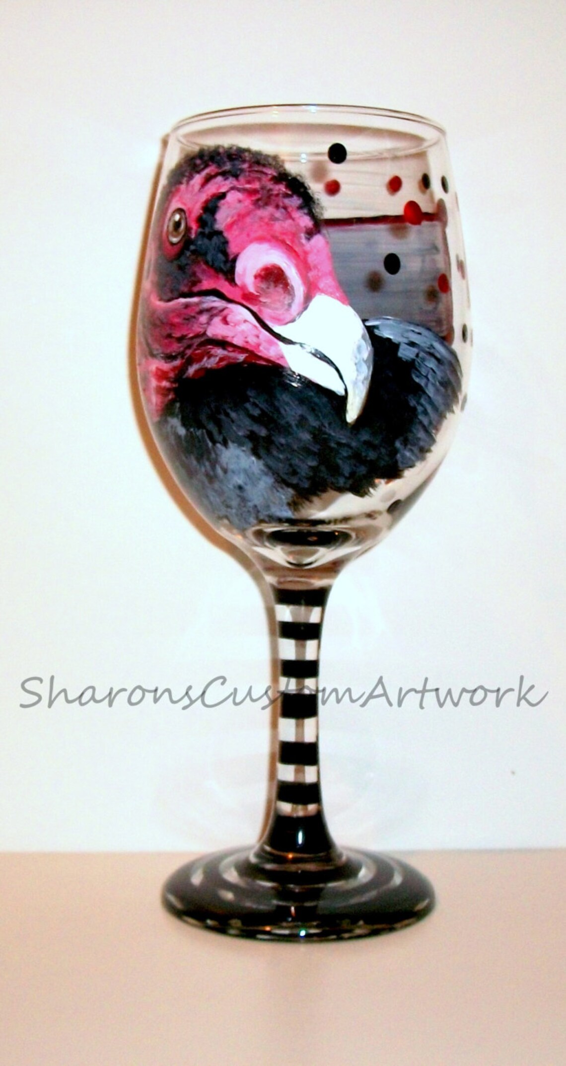 Turkey Vulture Bird Portraits Wine Glasses Hand Painted Etsy