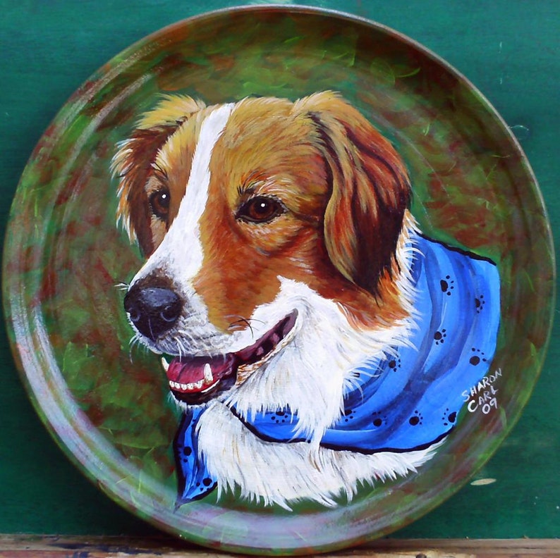 Pet Portraits  Hand Painted of Your Dog or Cat or Horse Pet Lover Pets Portrait Personalized on a 10.5 Inch Plate Custom