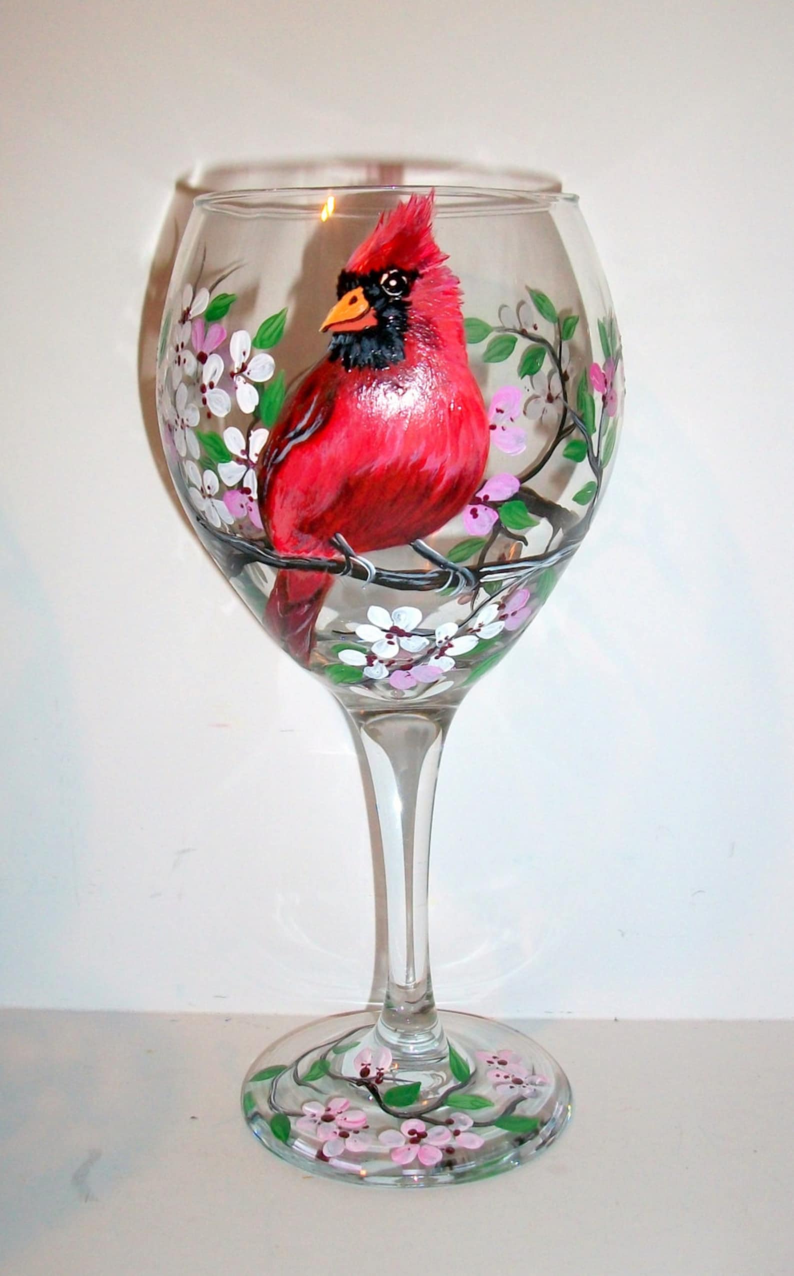 Oriole Hand Painted Wine Glasses Birds Cardinal Goldfinch Etsy