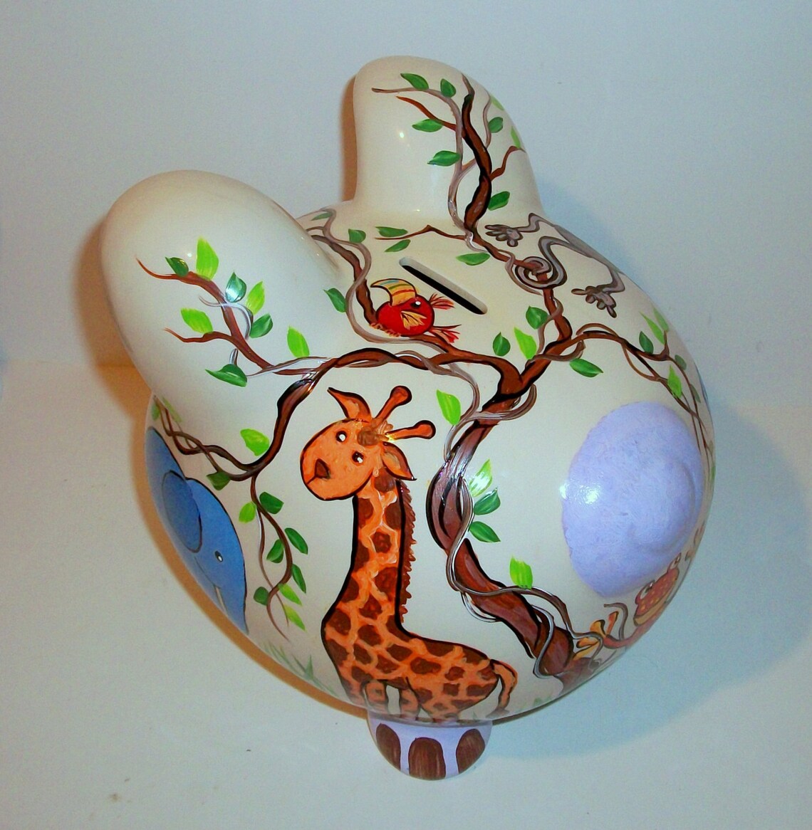 Piggy Bank Jumbo Hand Painted Large Ceramic Jungle Animals Etsy