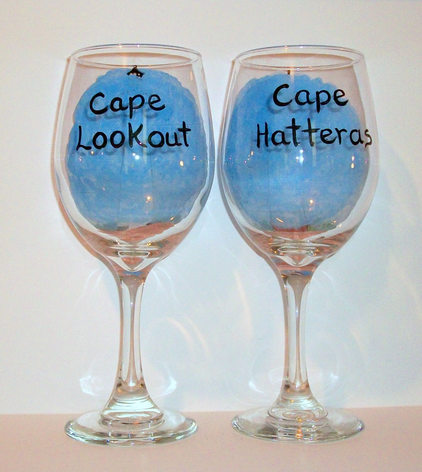 Hand Painted Wine Glasses Lighthouses Set of 2 20 Oz. Wine Etsy