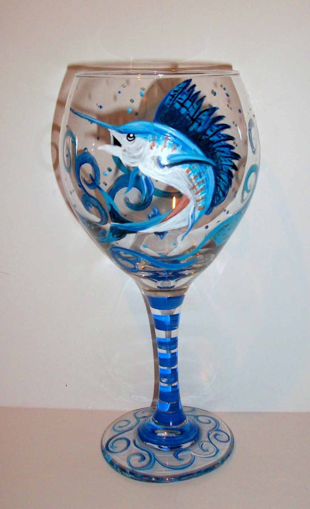 Sailfish Hand Painted Wine Glasses Fish One 20 Oz. Glass Etsy