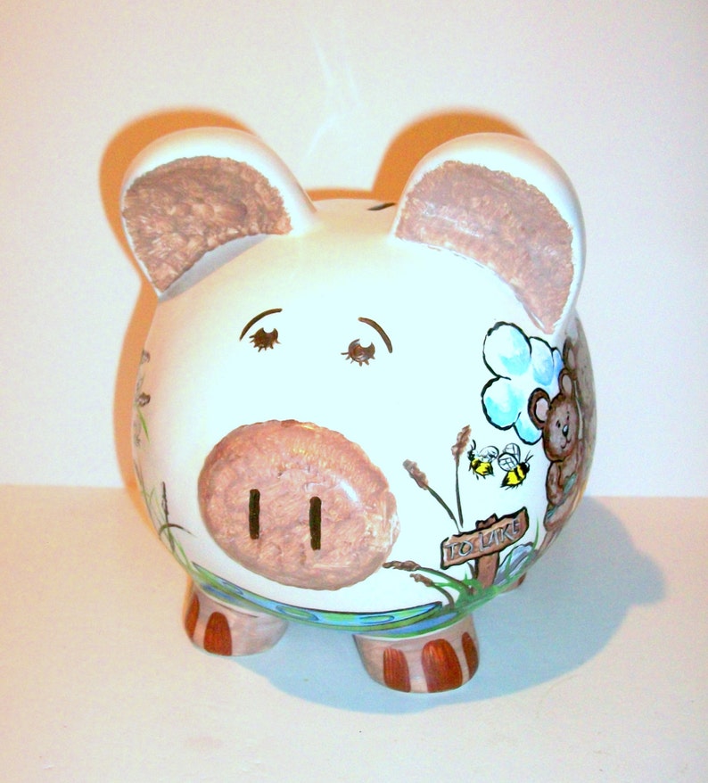 Piggy Bank Jumbo Bears Family Fishing Camping Lake Boy Bank Etsy