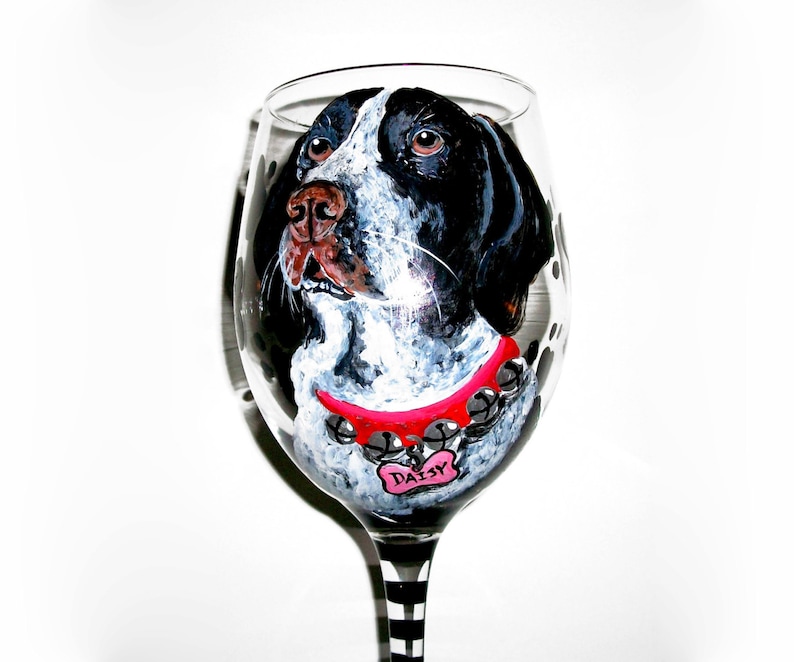 Wine Glass Pets Pet Lover Dog Cat Horse Gift Painted Glassware Paw Prints Name Pet Portrait Hand Painted Wine Glass Custom on 1-20 oz