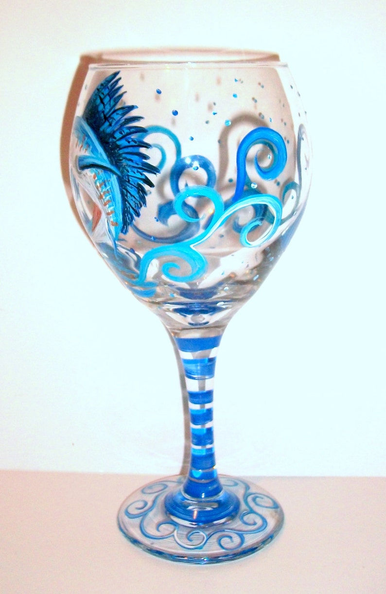Sailfish Hand Painted Wine Glasses Fish One 20 Oz. Glass Etsy