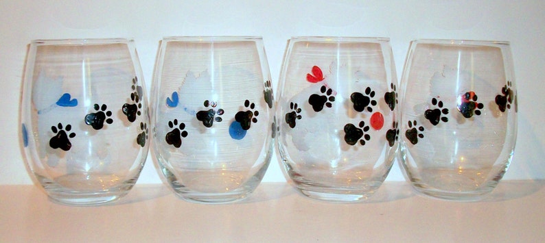 White West Highland Terrier Silhouette Set of 4 21 oz. Stemless Wine Glasses Hand Painted Wine Glassware Terrier Gift Dog Lover Westie image 3