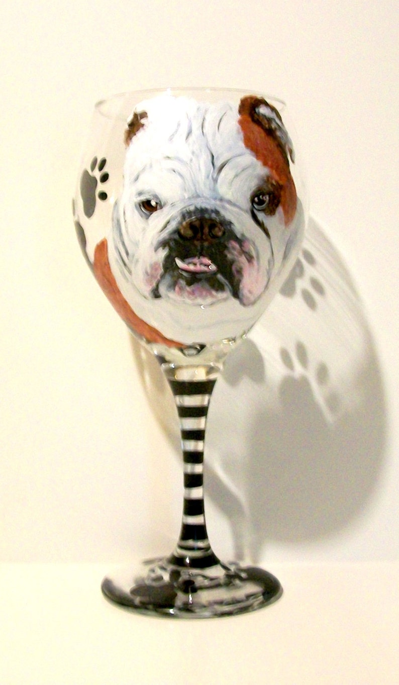 Wine Glass Pets Pet Lover Dog Cat Horse Gift Painted Glassware Paw Prints Name Pet Portrait Hand Painted Wine Glass Custom on 1-20 oz