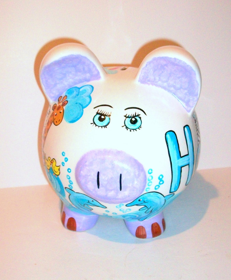 Jumbo Ceramic Piggy Bank Noah's Ark Animals Boat Water Etsy