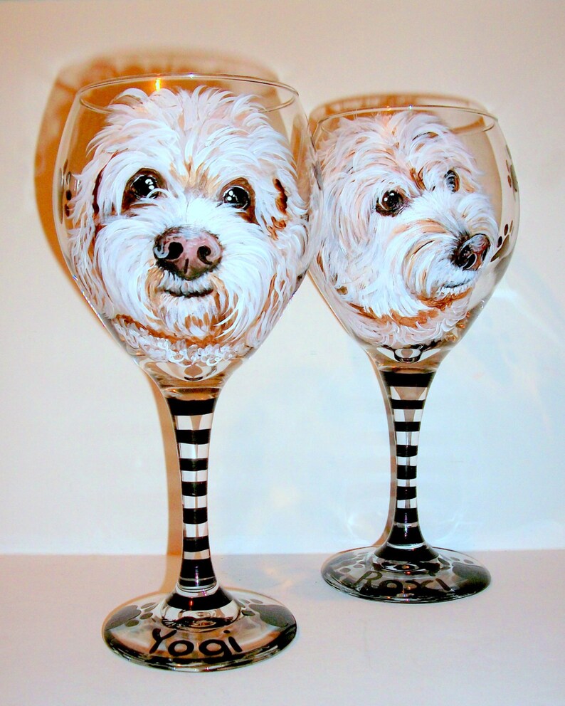 Custom Painted Pet Portrait Hand Painted Wine Glasses of Your Etsy