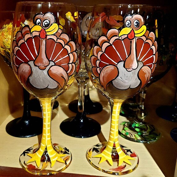 FALL GNOME WINE GLASS~HAND PAINTED! THANKSGIVING GNOME WINE GLASS