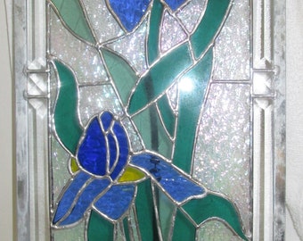 CUSTOM ORDER ONLY-Stained Glass Iris panel