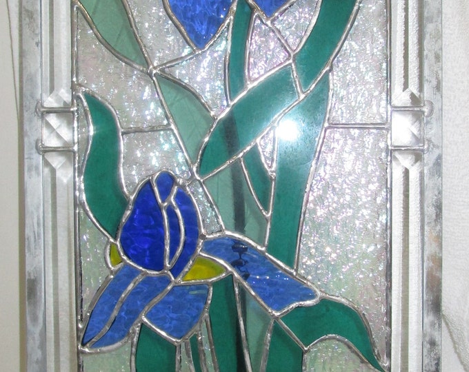CUSTOM ORDER ONLY-Stained Glass Iris panel