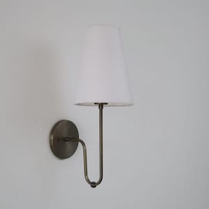 Halverwege de eeuw wandkandelaar met stoffen kap vintage geïnspireerde moderne wandverlichting messing retro wandlamp