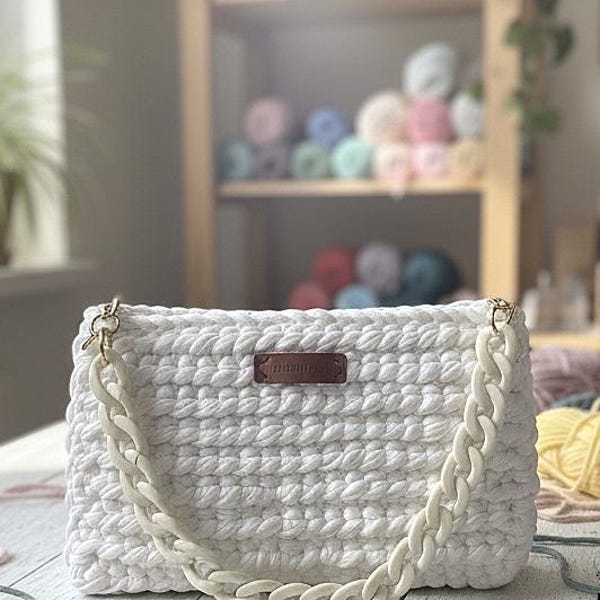 Bolso de ganchillo para pasear | Cartera hecha a mano con cinta de algodón | Colores a elegir | Regalo para mujer