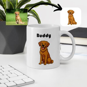 Personalized Dog Mug – Custom Cartoon Portrait from Pet Photo – 11 oz Ceramic Mug – Gift for Dog Lovers – Pet Memorial or Fun Gift