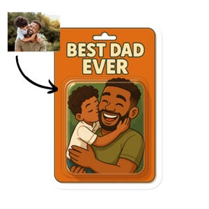 Regalo personalizzato per la festa del papà - Calamita personalizzata con foto di papà e figli - Calamita da frigorifero "Il miglior papà di sempre" - Regalo per il marito
