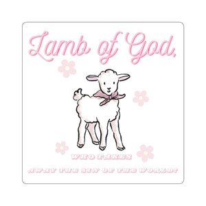 Cute Lamb of God Kiss-Cut Stickers, Pastel Animal Decals, Christian Gifts, Laptop Stickers, Easter Decor, Floral Stickers
