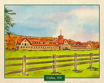 Block Barn McKinney Horse Stables Cuba NY - Western NY Fall Decor | Art Print