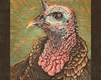 Happy Thanksgiving Tom Turkey Portrait | Fall Home Decor | Thanksgiving Holiday Decor | Hunting Art