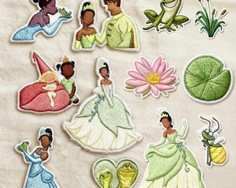 Geborduurde Disney-patches prinses en de kikker, prinses Tiana en Ray-patch, Disneyland-patch, Disney-cadeaus voor kinderen, jas rugzakhoed