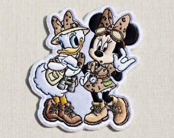 Minnie & Daisy Safari Embroidered Patch, Mickey and Friends Iron on Patch, Disneyland Patch, Disney Trip Gift For Kid, Jacket Backpack Patch