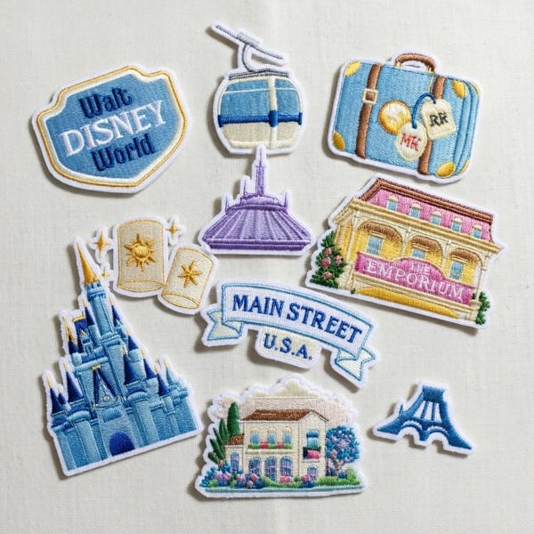 Parches bordados de Main Street de Walt Disneyworld, parche termoadhesivo de Main Street USA, parche de Disneyland, regalo de viaje a Disney para niños, parche para mochila
