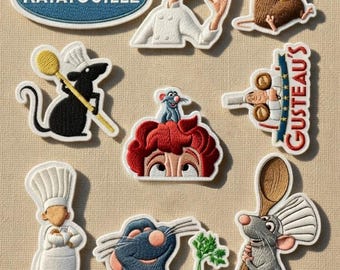 Disney Remy Ratatouille Embroidered Patches, Remy Iron On Patches, Little Chef Cooking Appliques, Disney Trip Patch Gift for Bags Clothes