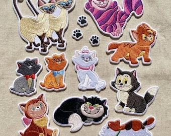 Embroidered Disney Aristocats Patches, Marie Toulouse Cheshire Cat Iron on, Disney Cat Patch, Disneyworld Gift for Kids, Backpack Hat Patch