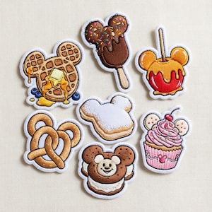 Embroidered Disney Snacks Food Patch, Disneyworld Food Iron on Patch, Disneyland Patch, Food Disney Trip Gift For Kid, Jacket Backpack Patch